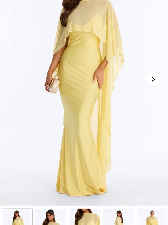 Fashion Nova Dresses & Skirts - Fashion Nova Yellow Cape-Overlay Maxi Dress